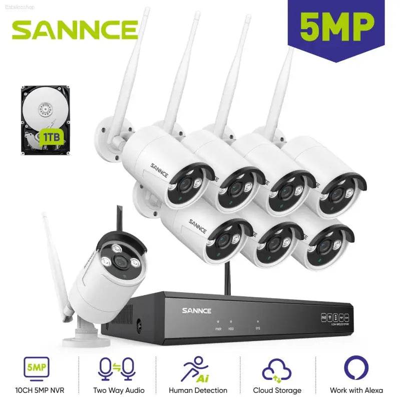 SANNCE 5MP Wifi Surveillance Camera System Smart IR Night Vision Two Way Voice Motion Detection Wifi Security Protectio Camera - Estalios