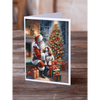 Vibrant Santa and Dog Joy Christmas Greeting Cards - Estalios