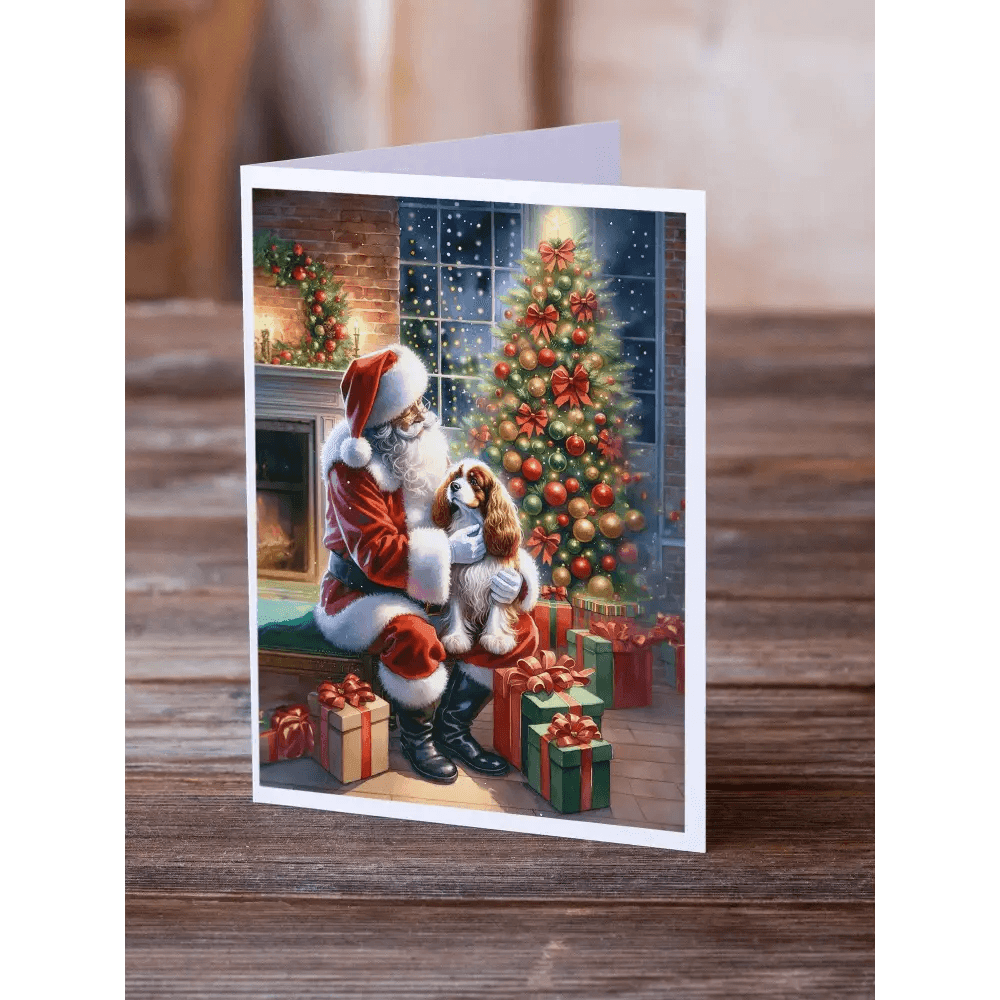 Vibrant Santa and Dog Joy Christmas Greeting Cards - Estalios