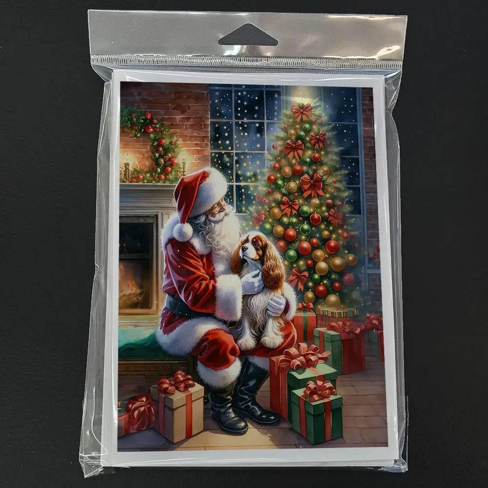 Vibrant Santa and Dog Joy Christmas Greeting Cards - Estalios