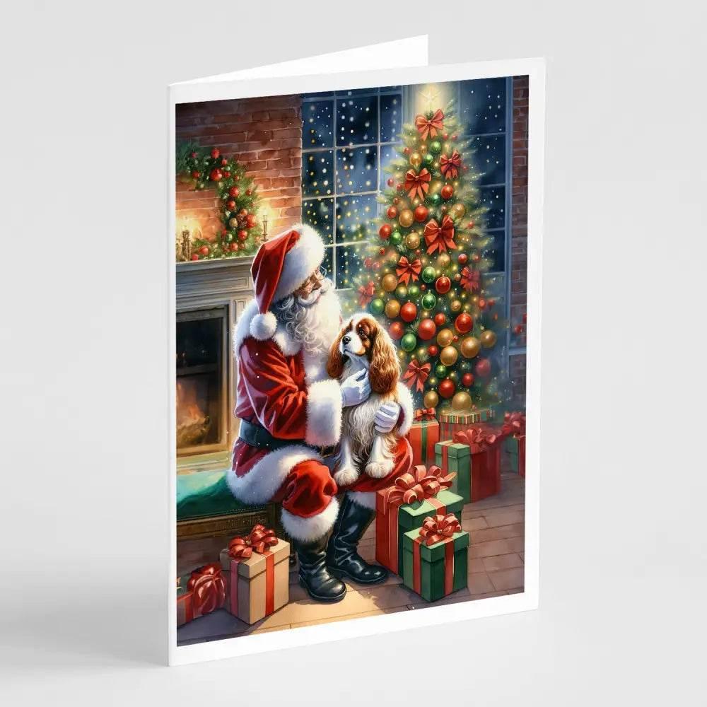 Vibrant Santa and Dog Joy Christmas Greeting Cards - Estalios