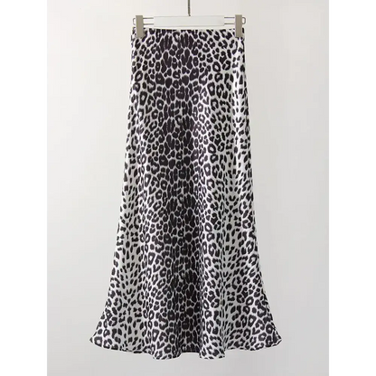 Satin Leopard Print Maxi Skirts for Summer