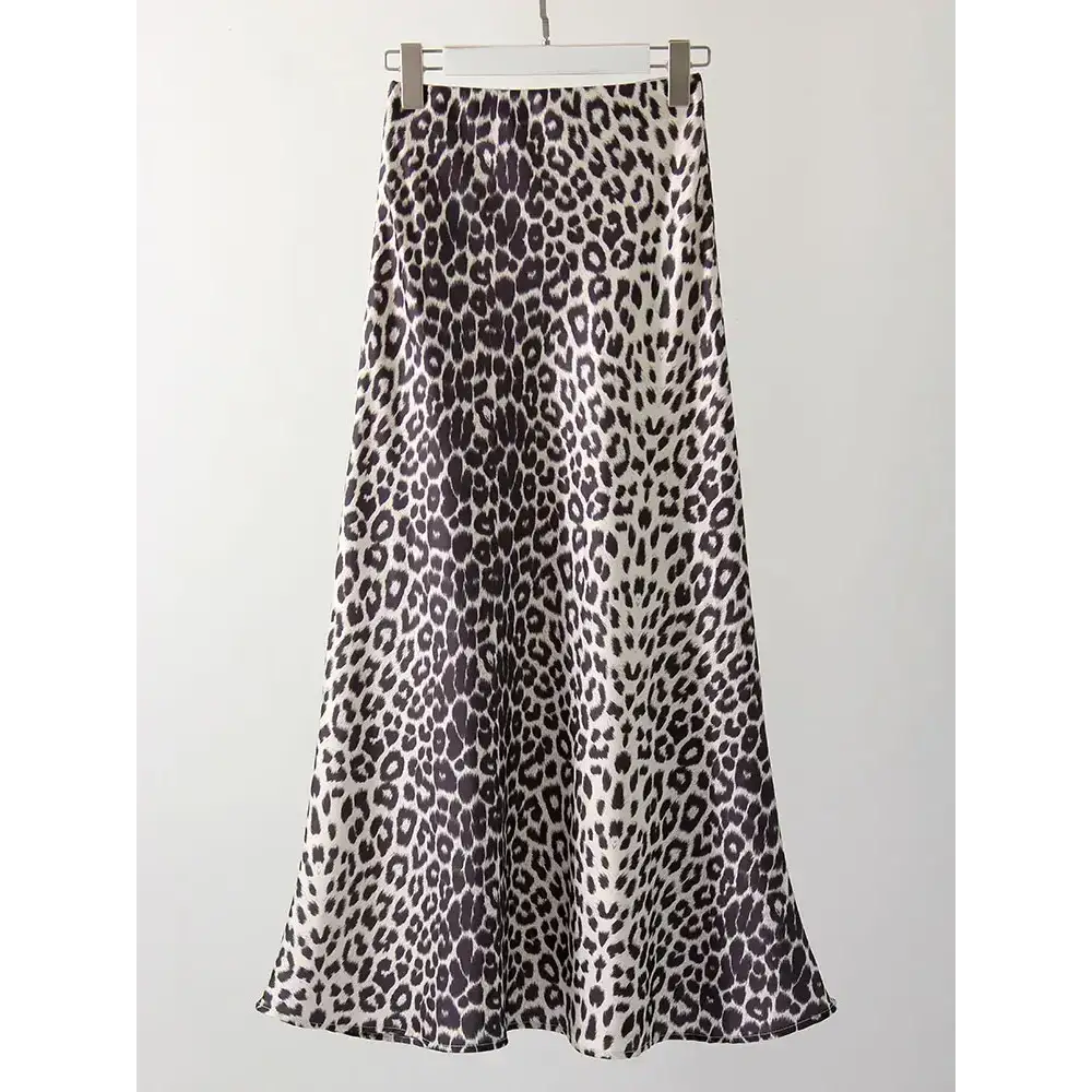 Satin Leopard Print Maxi Skirts for Summer