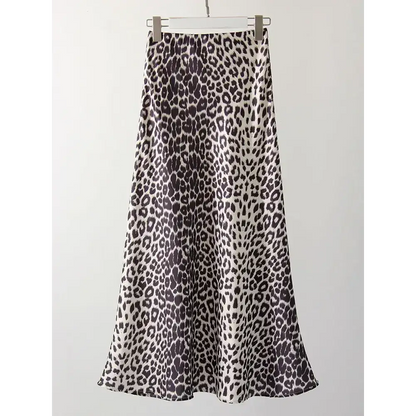 Satin Leopard Print Maxi Skirts for Summer