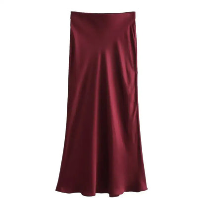 Satin Midi Skirt Mania for Women