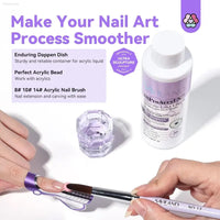 SAVILAND EMA Monomer Acrylic Nail Liquid - 4 Oz for Perfect Acrylic Nails with 12# Brush & Dappen Dish - Ideal for Beginners & Professionals