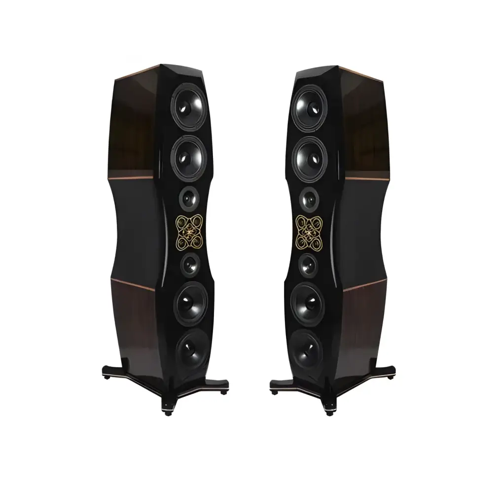 Pair of black Sbach Crystal Flagship Audiophile Hifi Speakers for stunning sound quality