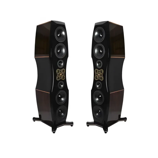 Pair of black Sbach Crystal Flagship Audiophile Hifi Speakers for stunning sound quality