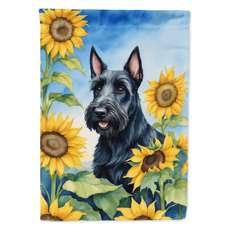Scottish Terrier Sunflowers Garden Flag: Unleash the Scottie Sunshine! Here is the Product Description you Requested: Brighten your Outdoor Space with this Charming - Estalios