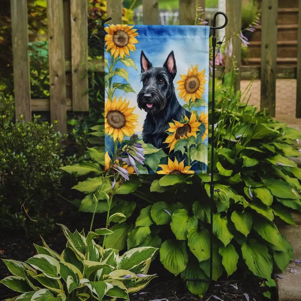 Scottish Terrier Sunflowers Garden Flag: Unleash the Scottie Sunshine! Here is the Product Description you Requested: Brighten your Outdoor Space with this Charming - Estalios