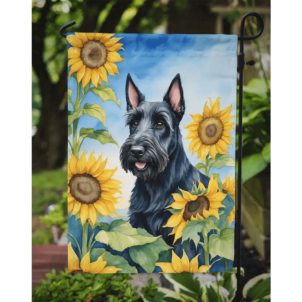 Scottish Terrier Sunflowers Garden Flag: Unleash the Scottie Sunshine! Here is the Product Description you Requested: Brighten your Outdoor Space with this Charming - Estalios