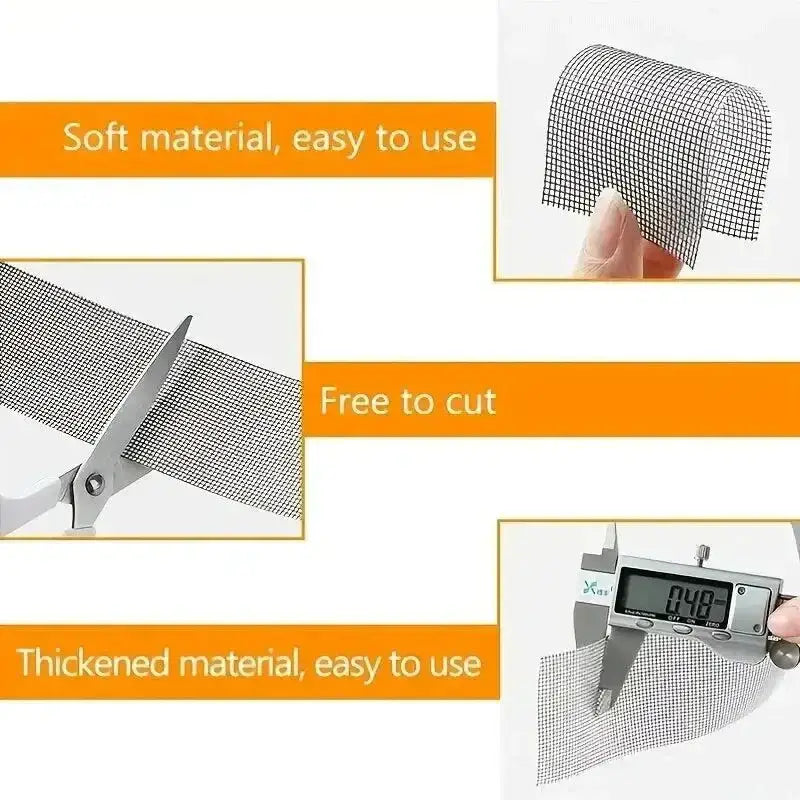 Mesh screen material for easy window screen repair with Screen Repair Tape Fixes Nets Fast