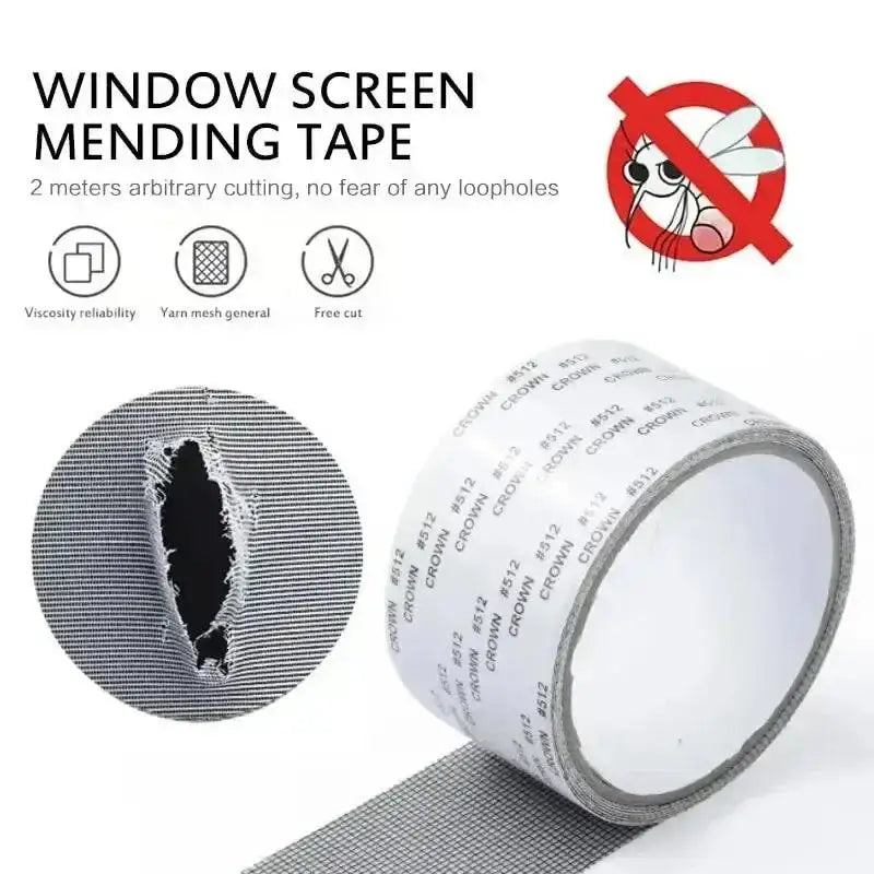 Window screen repair tape for quick fixes on mesh nets and screens