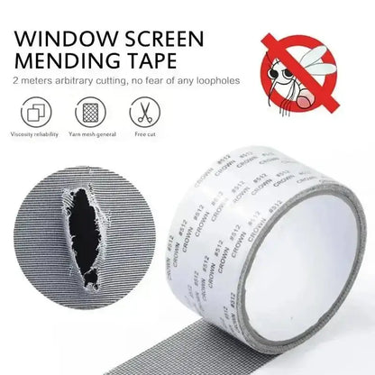 Window screen repair tape for quick fixes on mesh nets and screens