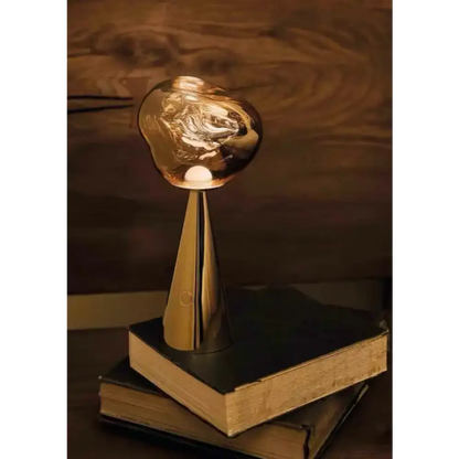 Sculptural Modern Table Lamp with a gold, molten look for chic decor vibes