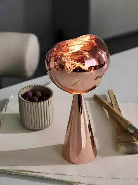 Stylish Copper Glow Table Lamp with Sculptural Flair - Estalios