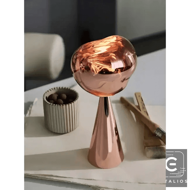 Stylish Copper Glow Table Lamp with Sculptural Flair - Estalios