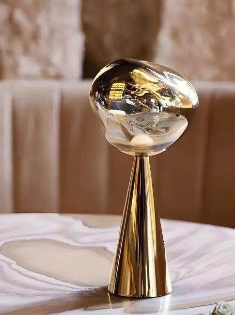 Stylish Copper Glow Table Lamp with Sculptural Flair - Estalios