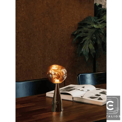 Stylish Copper Glow Table Lamp with Sculptural Flair - Estalios