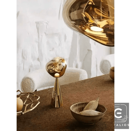Stylish Copper Glow Table Lamp with Sculptural Flair - Estalios