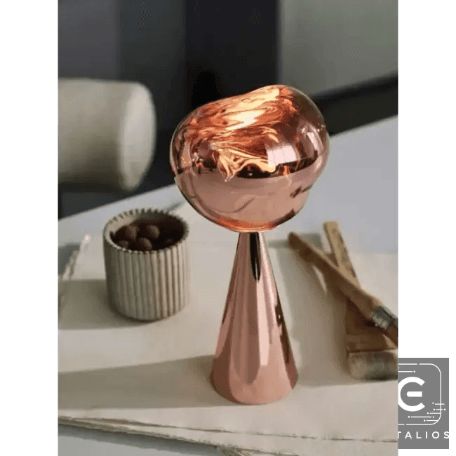 Stylish Copper Glow Table Lamp with Sculptural Flair - Estalios