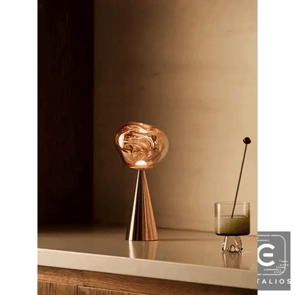Stylish Copper Glow Table Lamp with Sculptural Flair - Estalios