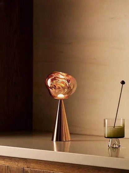 Stylish Copper Glow Table Lamp with Sculptural Flair - Estalios