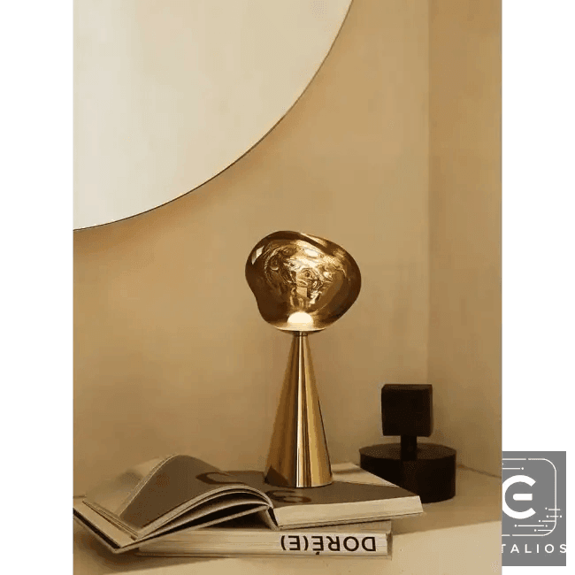 Stylish Copper Glow Table Lamp with Sculptural Flair - Estalios