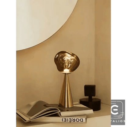 Stylish Copper Glow Table Lamp with Sculptural Flair - Estalios