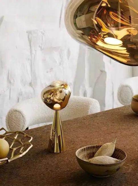 Stylish Copper Glow Table Lamp with Sculptural Flair - Estalios