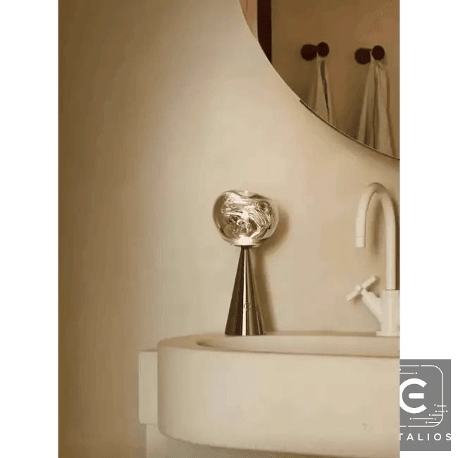 Stylish Copper Glow Table Lamp with Sculptural Flair - Estalios