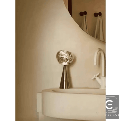 Stylish Copper Glow Table Lamp with Sculptural Flair - Estalios
