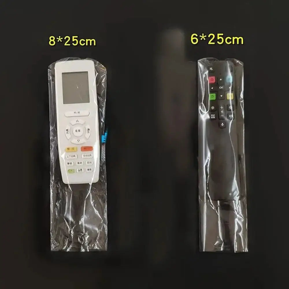 Two remote controls in a transparent shrink film protective case cover