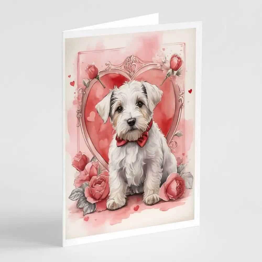 Sealyham Terrier Valentine Roses Greeting Cards Pack of 8 - Estalios
