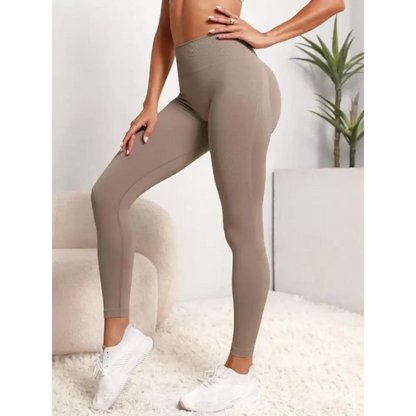 Form-fitting taupe Seamless Hip Lifting Leggings for trendy women