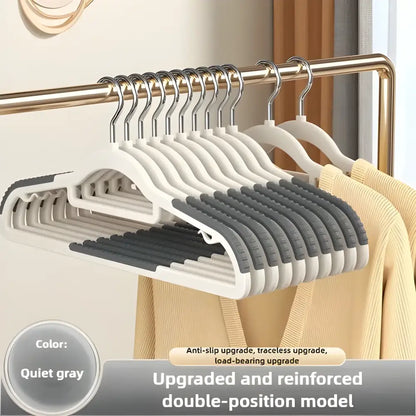 Gray and white seamless wide shoulder clothes hangers 10pcs for non-slip organization