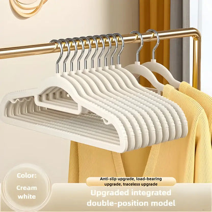 Cream-white velvet hangers for a seamless wide shoulder look in 10pcs home seamless set