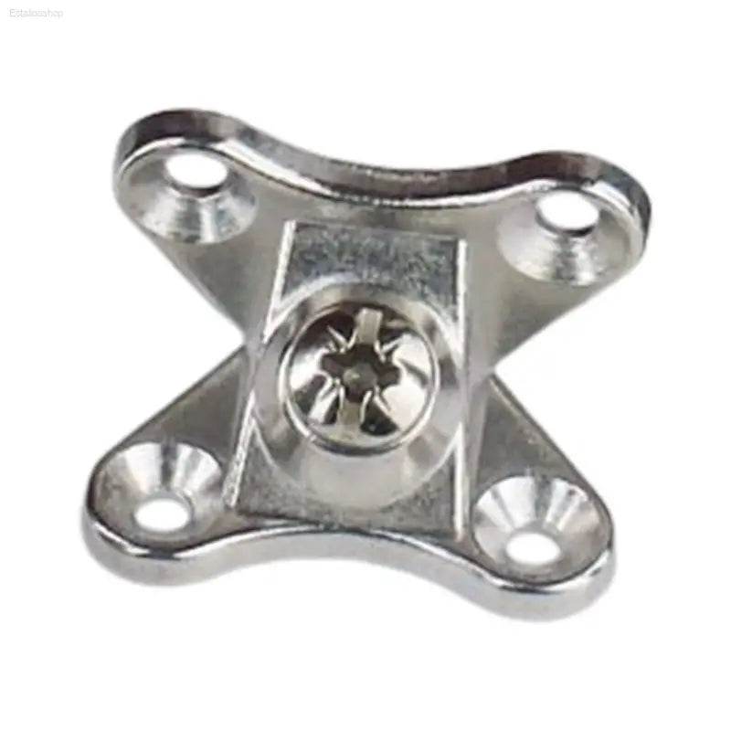 Shiny metal mounting bracket with screw.