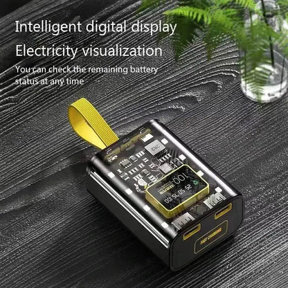 Transparent power bank with digital display in See-Through Battery Storage Box design