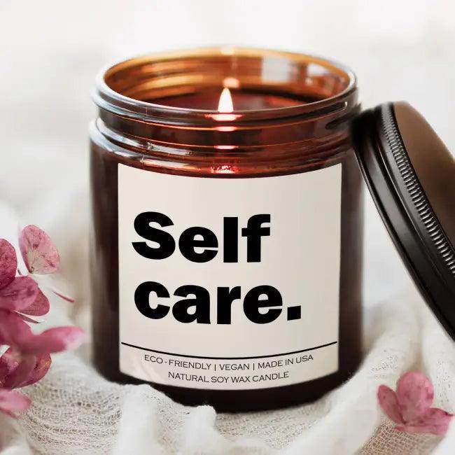 Relaxing Self Care Candle in Brown Jar with Eucalyptus Lavender - Estalios