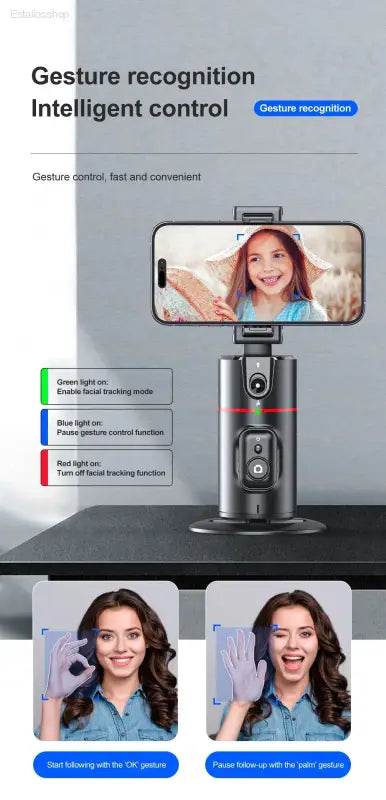 Selfieshow P02 Gimbal 360 Rotation AI Tracking Stabilizer - Estalios