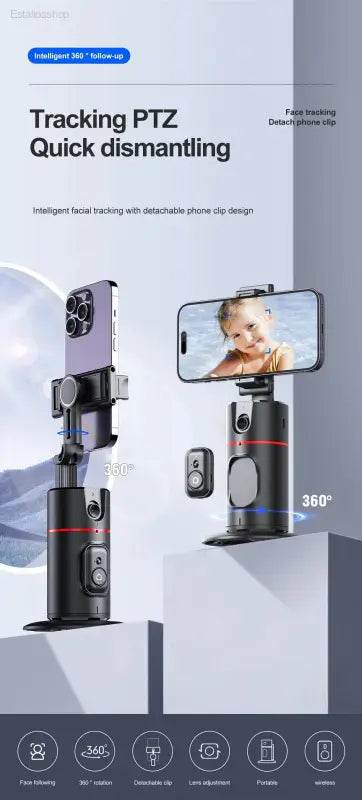 Selfieshow P02 Gimbal 360 Rotation AI Tracking Stabilizer - Estalios