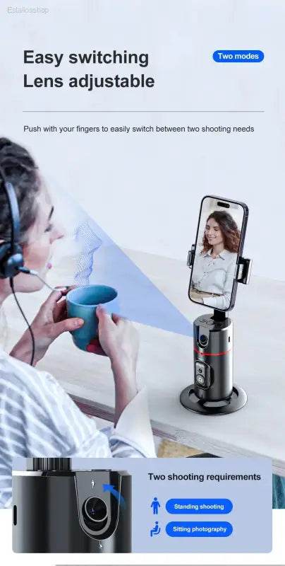 Selfieshow P02 Gimbal 360 Rotation AI Tracking Stabilizer - Estalios