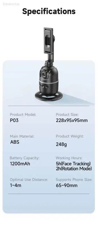 Selfieshow P03 Gimbal Stabilizer with 360 Rotation Tracking - Estalios