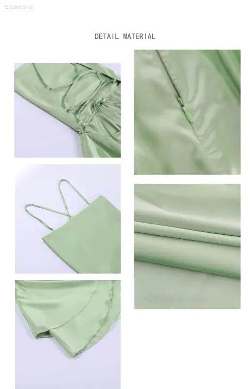 Sexy Graceful Satin Double Layer Backless Strap Dress - Estalios