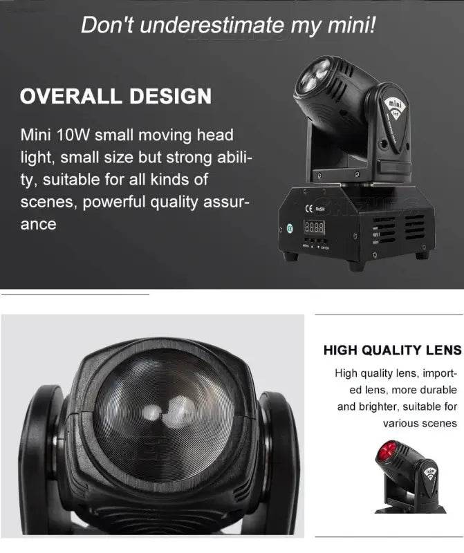 SHEHDS 10W Mini RGBW Moving Head Stage Lights for Events - Estalios
