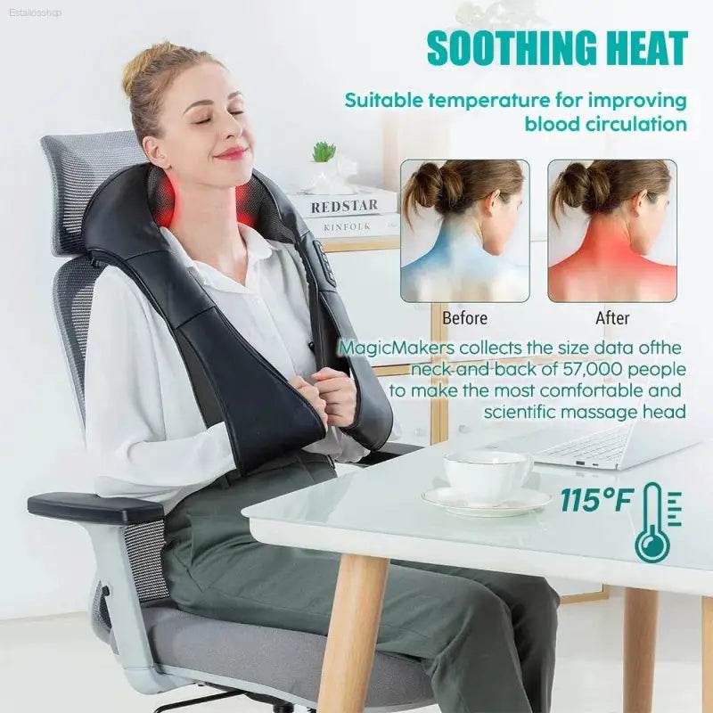 Shiatsu Neck and Shoulder Massager with Heat for Relaxation - Estalios