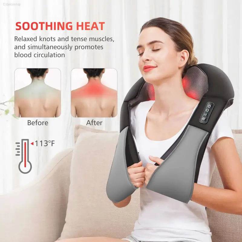 Neck and shoulder massager with heat.