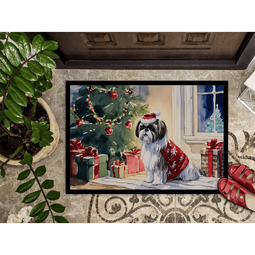 Shih Tzu Cozy Christmas: Festive Doggy Doormat! Christmas Dog Doormat Welcome Holiday Cheer Right to your Doorstep with our Christmas Dog - Estalios