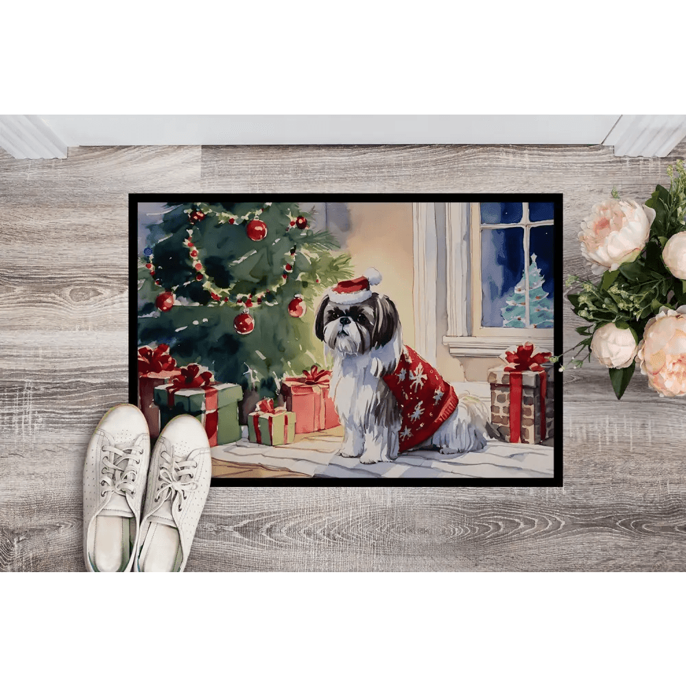 Shih Tzu Cozy Christmas: Festive Doggy Doormat! Christmas Dog Doormat Welcome Holiday Cheer Right to your Doorstep with our Christmas Dog - Estalios